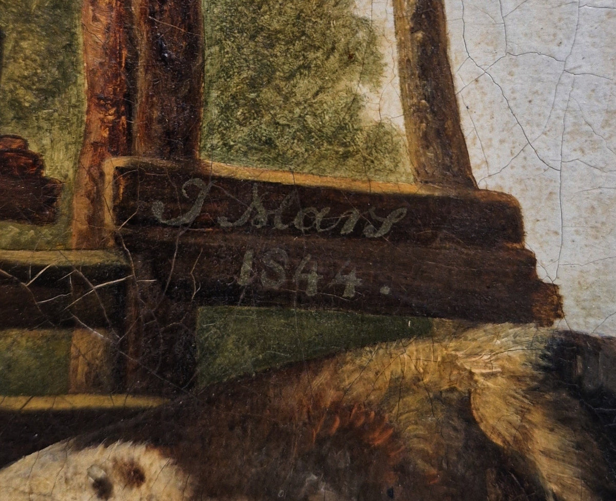 Dutch Oil on Canvas Dated 1844 Pastoral Scene