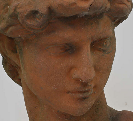 EARLY 20TH CENTURY TERRACOTTA GARDEN BUST OF DAVID AFTER MICHELANGELO