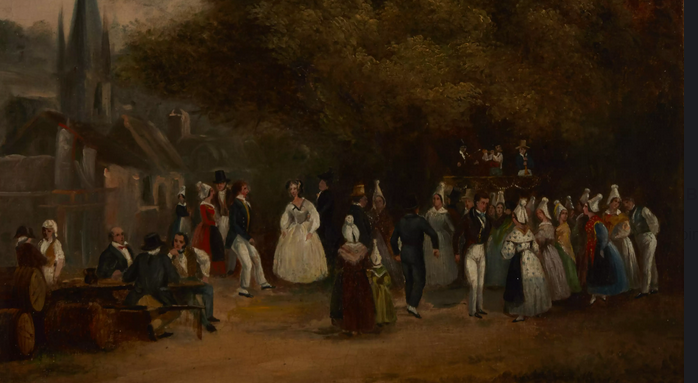 The Wedding Party Mid 19th Century Oil on Canvas