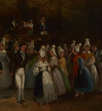 The Wedding Party Mid 19th Century Oil on Canvas