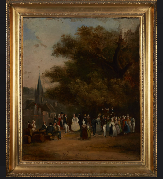 The Wedding Party Mid 19th Century Oil on Canvas