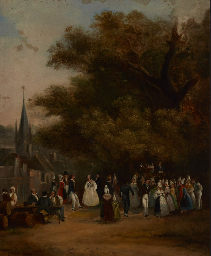 The Wedding Party Mid 19th Century Oil on Canvas