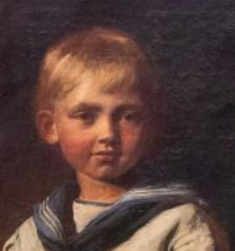 LATE 19TH CENTURY OIL ON CANVAS  "SAILOR BOY READING" CARVED FRAME