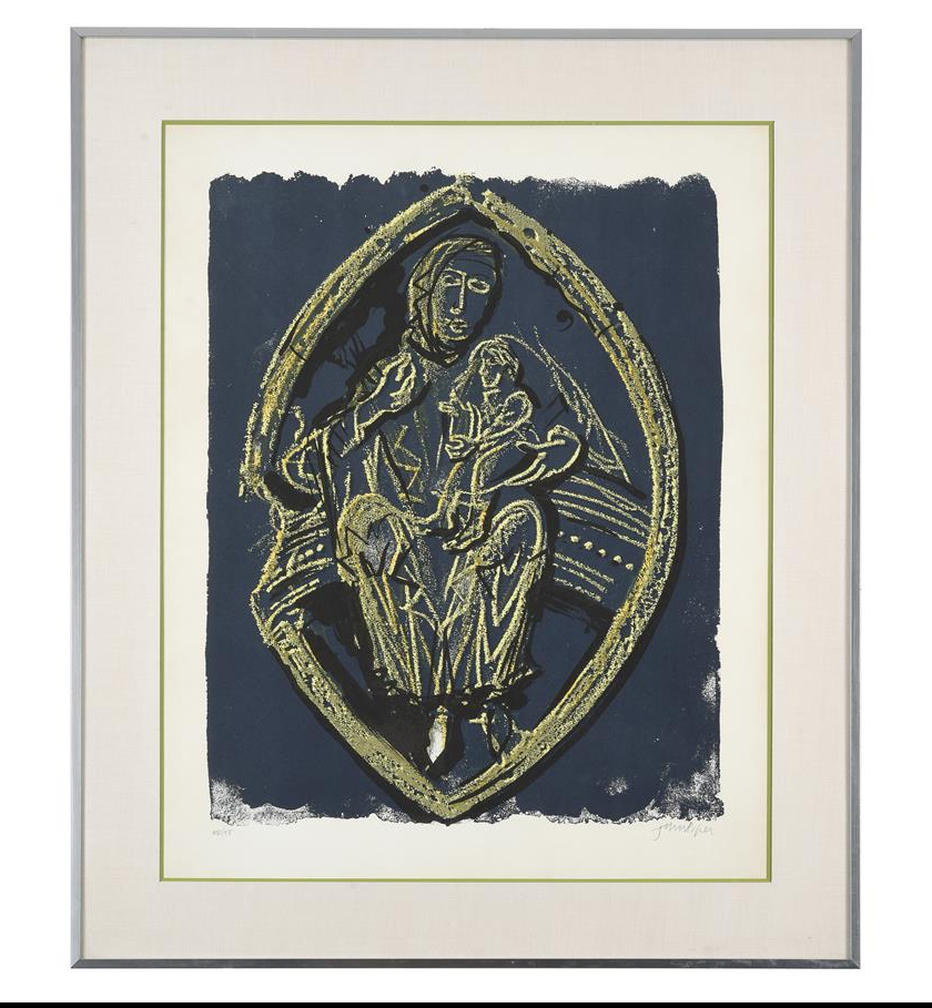 1977 JOHN PIPER 1903 - 1992 SIGNED LITHOGRAPH "MADONNA AND CHILD"