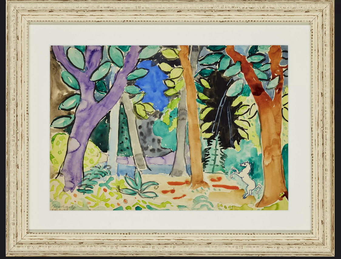 MAX BURCHARTZ  1887 - 1961 (GERMAN) 1948 WATERCOLOUR FOREST WITH HORSE