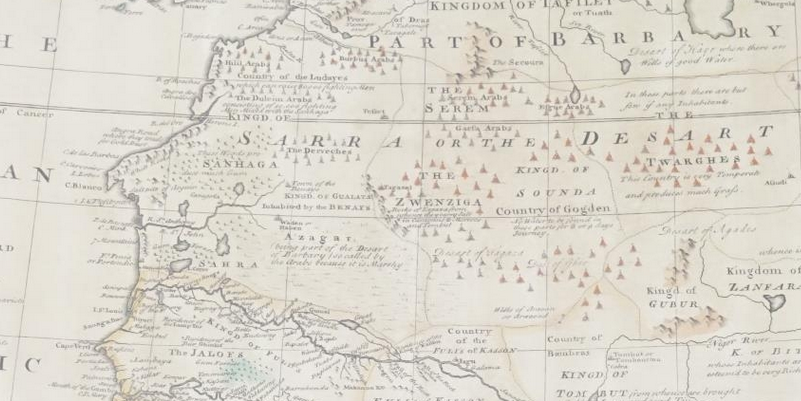 Very Rare 1747 E BOWEN'S MAP OF WEST AFRICA SLAVERY HAND COLOURED
