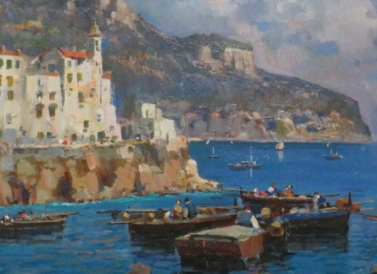 Mid Century Italian Harbour Scene