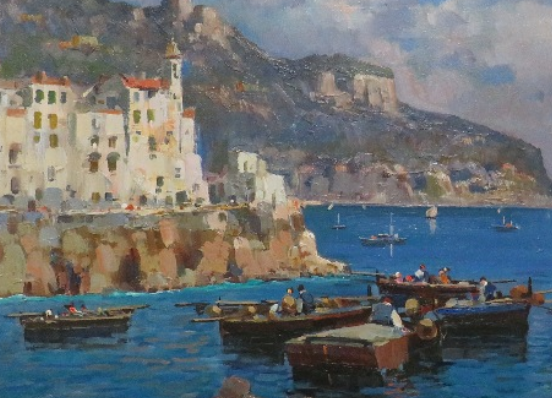 Mid Century Italian Harbour Scene