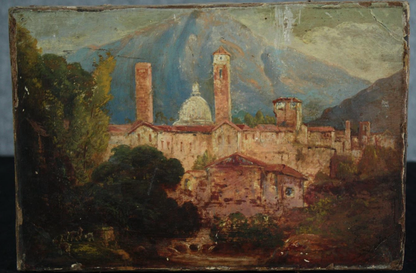 19th C Oil on Canvas of Florence Italy