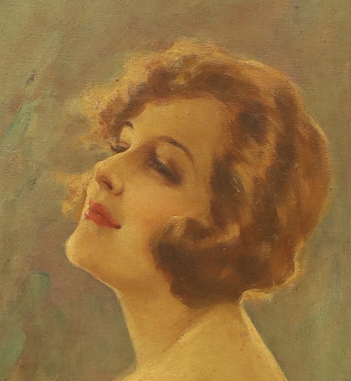 C1920S E MARESCA ITALIAN OIL ON CANVAS GLAMOROUS WOMAN