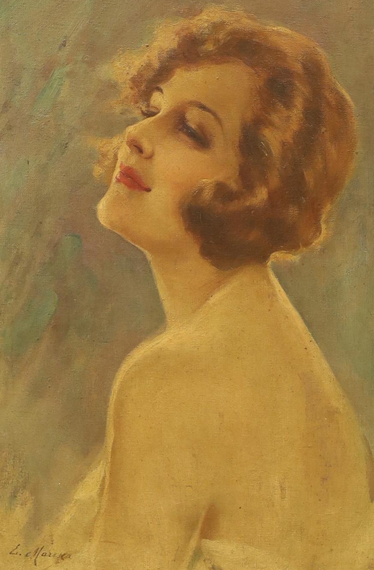 C1920S E MARESCA ITALIAN OIL ON CANVAS GLAMOROUS WOMAN