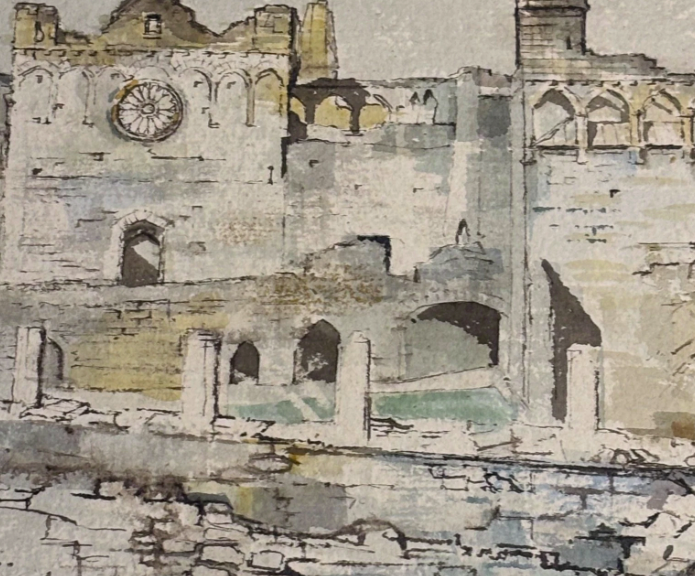 Castle Watercolour by Michael Brockway B.1919 Signed