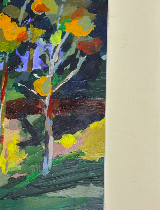 Sheena Christie (1945-2022) Colourful Tree and Lake Acrylic Painting Signed