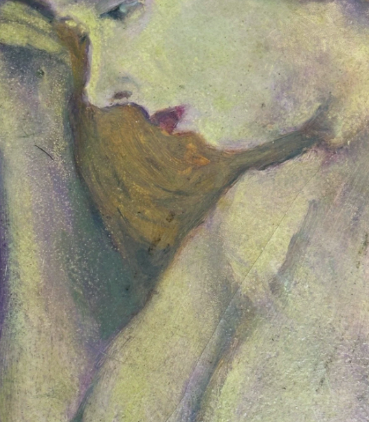 Original Circular Shaped Nude of Woman Acrylic on Fabric