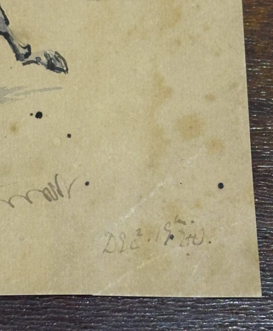 Original Drawing 1920 Hunting Scene Ink on Paper
