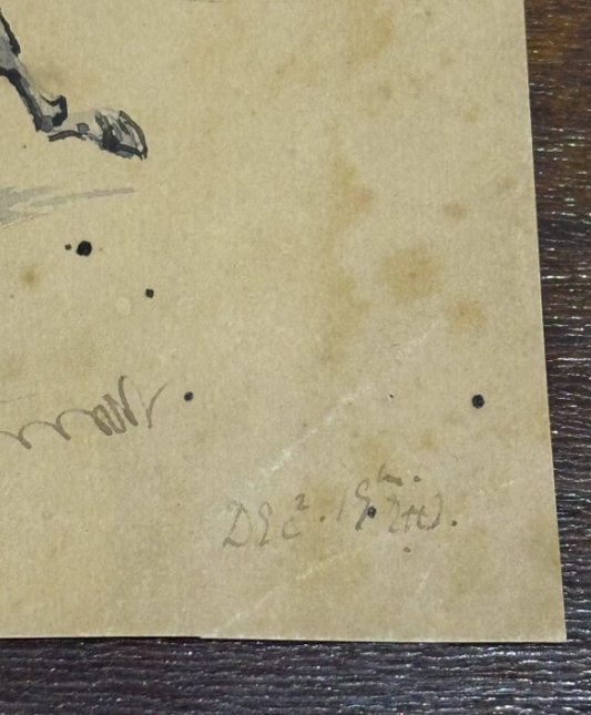 Original Drawing 1920 Hunting Scene Ink on Paper