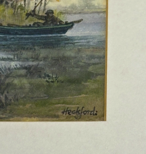 Original Watercolour Trees River and Boat Signed