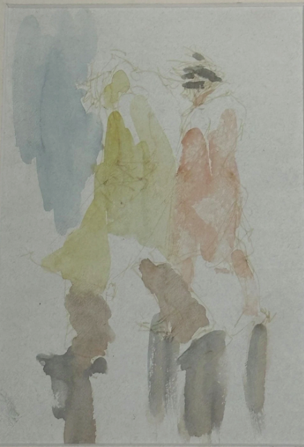 B.W. Roland Batchelor (1889-1990) Watercolour of Figures in Rain Abstract