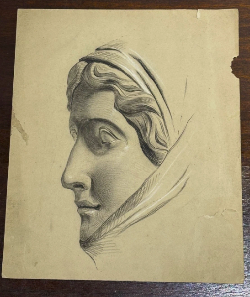 Sketch of Statue Visage Pencil on Paper