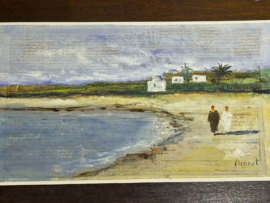 Pascal Lionnet b.1956 Figures on Beachfront Art Print Signed