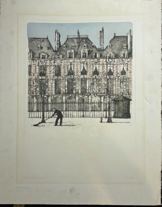 Richard Beer (1928-2017) Place de Vosges Numbered Signed Print Etching Paris