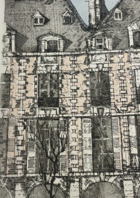 Richard Beer (1928-2017) Place de Vosges Numbered Signed Print Etching Paris