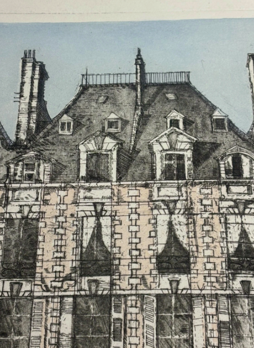 Richard Beer (1928-2017) Place de Vosges Numbered Signed Print Etching Paris