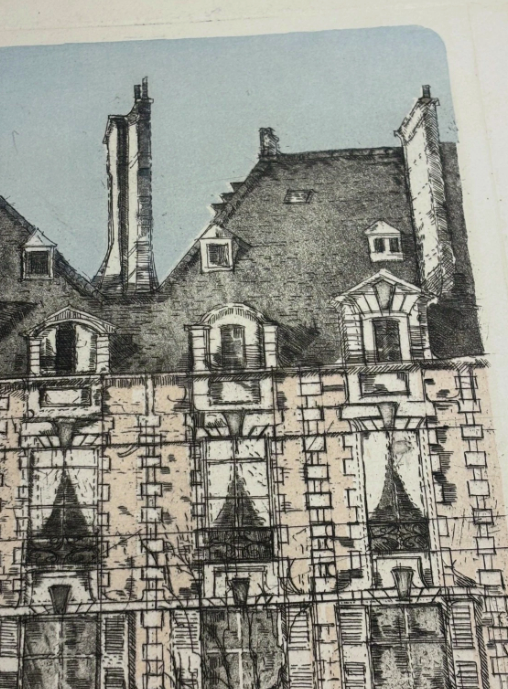 Richard Beer (1928-2017) Place de Vosges Numbered Signed Print Etching Paris