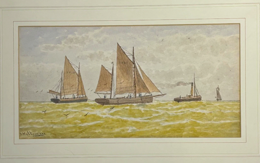 Samuel Walters (1811-1882) Watercolour Sailboats Signed