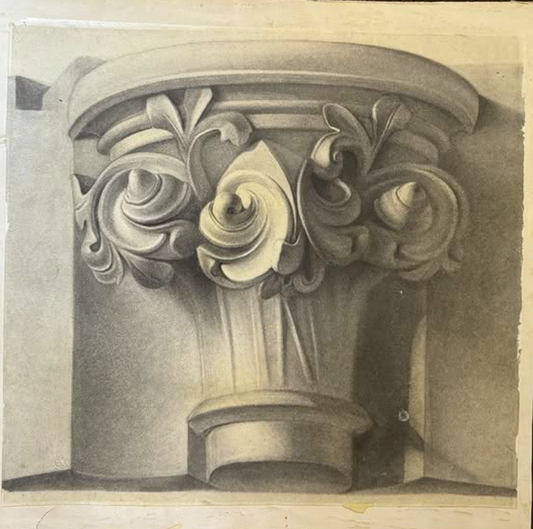 C.1880 Large Architectural Drawing of Column