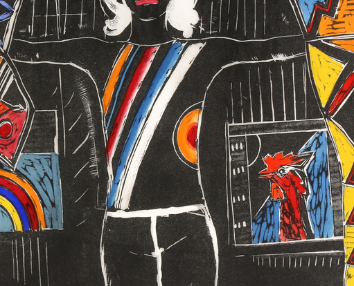 MICHAEL ROTHENSTEIN 1908 - 1993 SIGNED COLOURED WOODCUT 'JAPANESE KITES' 65/75