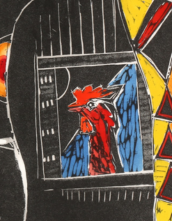 MICHAEL ROTHENSTEIN 1908 - 1993 SIGNED COLOURED WOODCUT 'JAPANESE KITES' 65/75