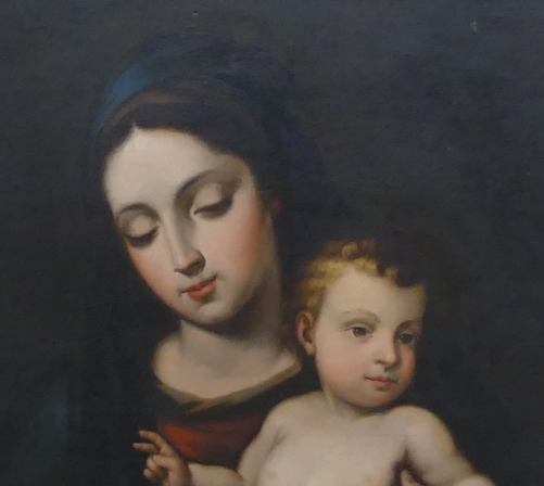 17TH/18TH CENTURY LARGE OIL PAINTING ON CANVAS MADONNA WITH CHILD OLD MASTER