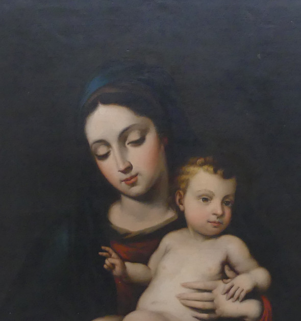 17TH/18TH CENTURY LARGE OIL PAINTING ON CANVAS MADONNA WITH CHILD OLD MASTER