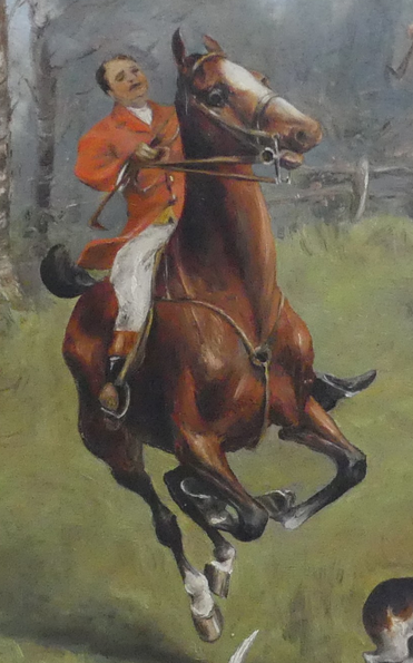 19THC ENGLISH SCHOOL, OIL PAINTING SIGNED HUNTING SCENE HIGH QUALITY, FRAMED