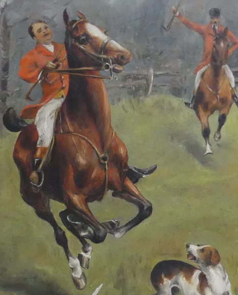 19THC ENGLISH SCHOOL, OIL PAINTING SIGNED HUNTING SCENE HIGH QUALITY, FRAMED