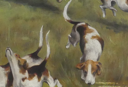19THC ENGLISH SCHOOL, OIL PAINTING SIGNED HUNTING SCENE HIGH QUALITY, FRAMED