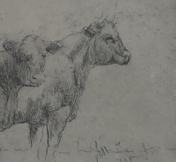 SIR ALFRED MUNNINGS 1878-1959 ORIGINAL ETCHING CATTLE BENEATH TREES
