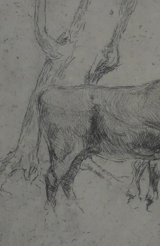 SIR ALFRED MUNNINGS 1878-1959 ORIGINAL ETCHING CATTLE BENEATH TREES