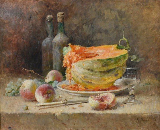 RENE LOUIS CHRETIEN (1867-1945) STILL LIFE OIL ON CANVAS IN CARVED PRESENTATION FRAME