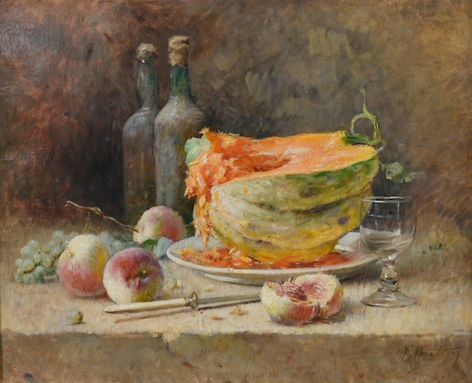 RENE LOUIS CHRETIEN (1867-1945) STILL LIFE OIL ON CANVAS IN CARVED PRESENTATION FRAME