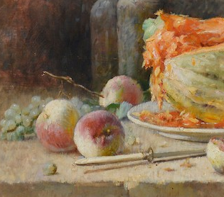 RENE LOUIS CHRETIEN (1867-1945) STILL LIFE OIL ON CANVAS IN CARVED PRESENTATION FRAME