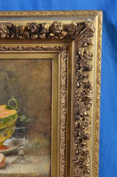 RENE LOUIS CHRETIEN (1867-1945) STILL LIFE OIL ON CANVAS IN CARVED PRESENTATION FRAME