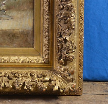 RENE LOUIS CHRETIEN (1867-1945) STILL LIFE OIL ON CANVAS IN CARVED PRESENTATION FRAME