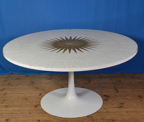 1960's Arkana Circular Table with Rare Tile Feature Top