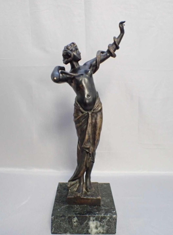 JOHANNES BOESE (1856-1917), BRONZE FIGURE OF A SNAKE DANCER