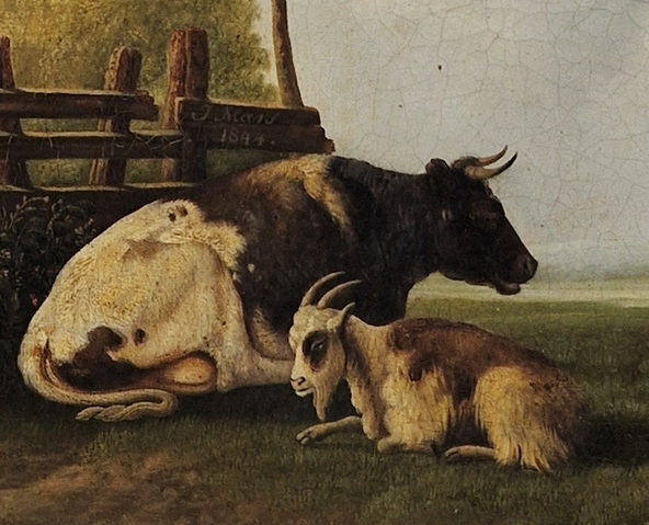 Dutch Oil on Canvas Dated 1844 Pastoral Scene