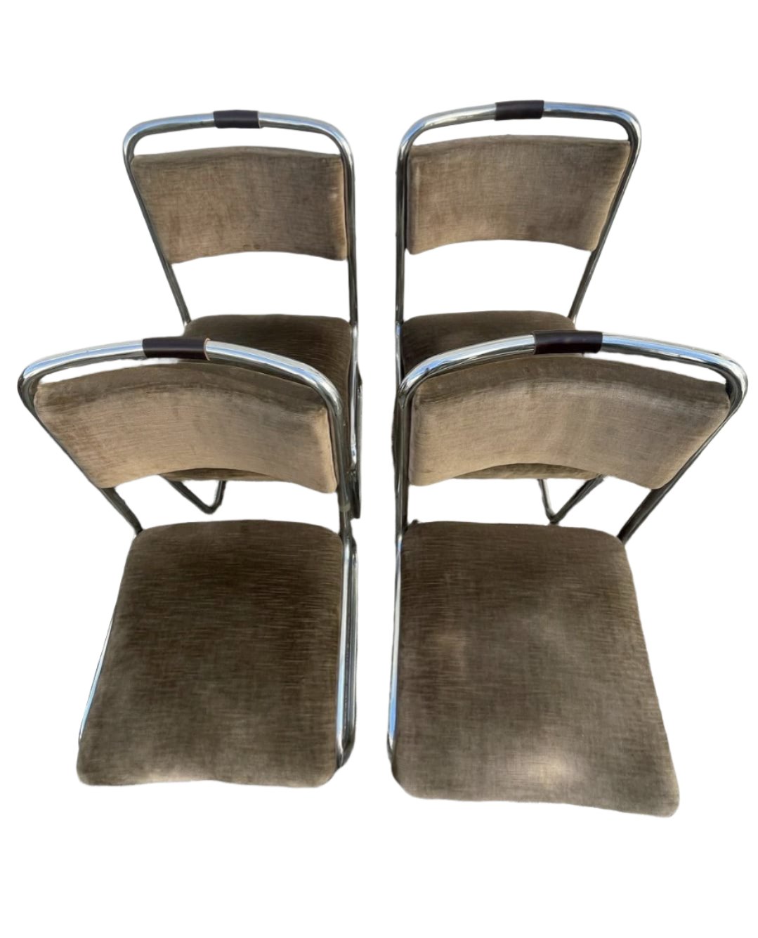 1990's Chrome and Velour Dining Chairs