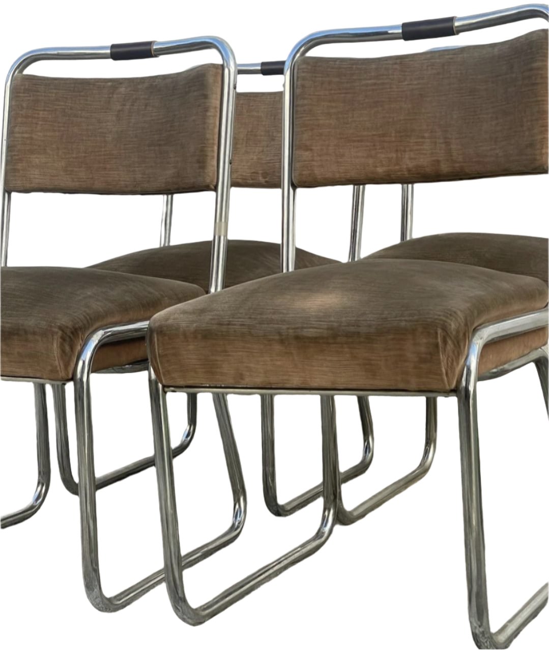 1990's Chrome and Velour Dining Chairs