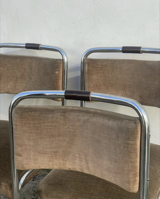 1990's Chrome and Velour Dining Chairs